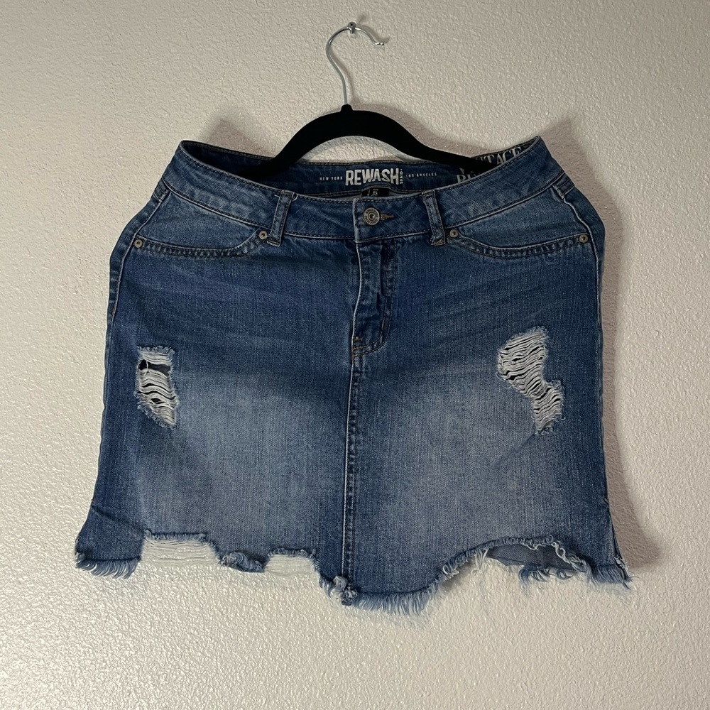 EUC Rewash Vintage Reunion Distressed Denim Skirt
